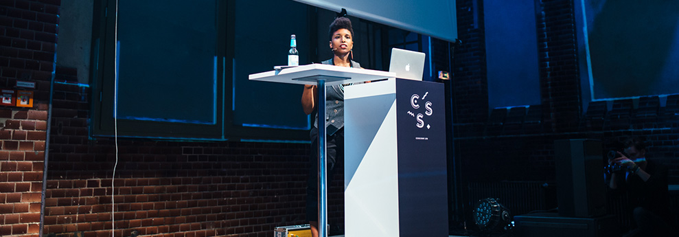 Claudina Sarahe speaking at CSSconf EU, Berlin, 26 September 2015