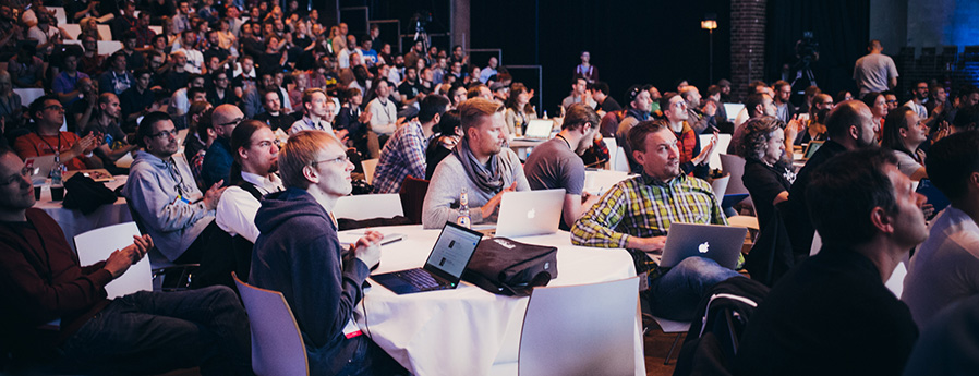 Crowd shot of participants taking inside the auditorium at CSSconf EU, Berlin, 26 September 2015